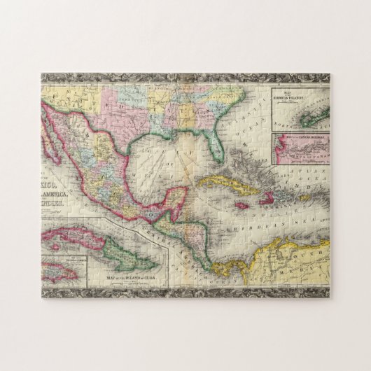 Karte von Mexiko, Zentralamerika Puzzle (Horizontal)