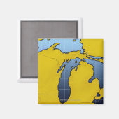 Karte von Michigan 2 Magnet (Vorderseite/Rückseite)