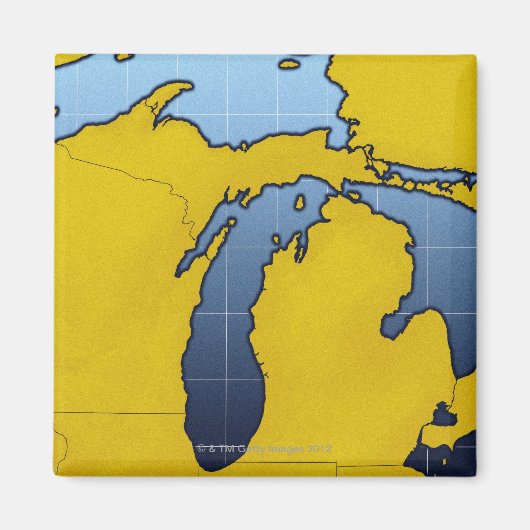 Karte von Michigan 2 Magnet (Vorne)