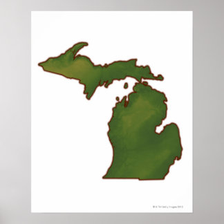 Karte von Michigan 4 Poster
