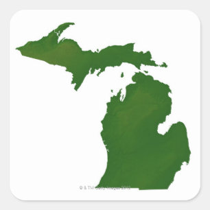 Karte von Michigan Quadratischer Aufkleber