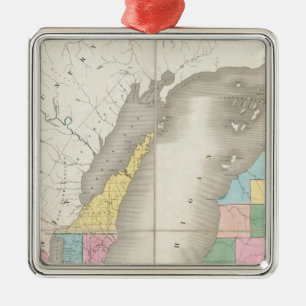 Karte von Michigan und Teil des Gebiets Wisconsin Ornament Aus Metall