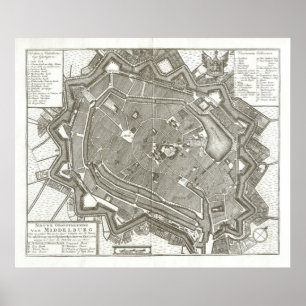 Karte von Middelburg, Niederlande Poster