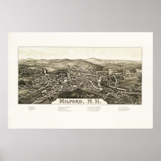 Karte von Milford, NH, wie sie 1886 aussah Poster