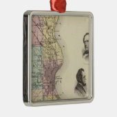 Karte von Milwaukee County, Staat von Wisconsin Ornament Aus Metall (Rechts)