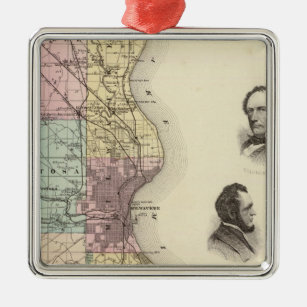 Karte von Milwaukee County, Staat von Wisconsin Ornament Aus Metall