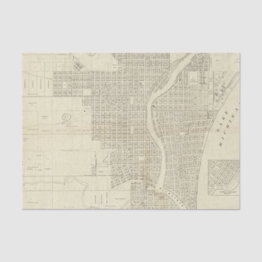 Karte von Milwaukee Seidenpapier (Vorderseite)