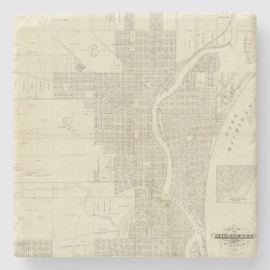 Karte von Milwaukee Steinuntersetzer (Vorderseite)