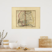 Karte von Mississippi & Alabama 1810 Poster (Küche)