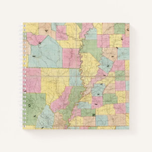 Karte von Mississippi, Louisiana und Arkansas Notizblock