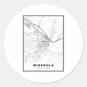 Karte von Missoula Runder Aufkleber