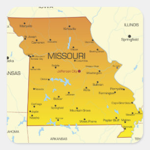 Karte von Missouri Quadratischer Aufkleber