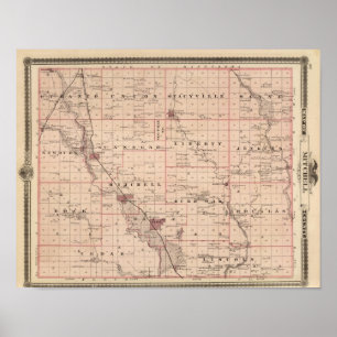 Karte von Mitchell County, Staat von Iowa Poster