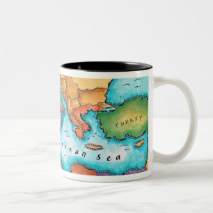 Karte von Mittelmeer Zweifarbige Tasse