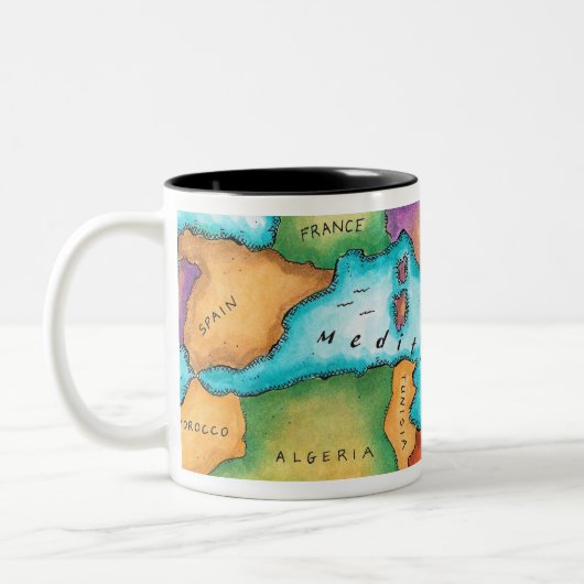 Karte von Mittelmeer Zweifarbige Tasse (Links)