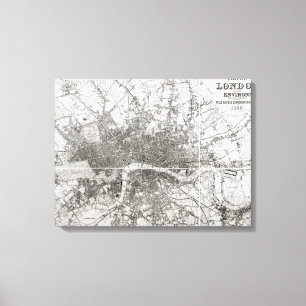 Karte von modernem London und von seiner Umgebung, Leinwanddruck