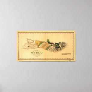 Karte von Molokai, hawaiische Insel (1897) Leinwanddruck