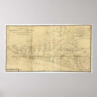 Karte von Monmouth Landkreis New Jersey (1781) Poster