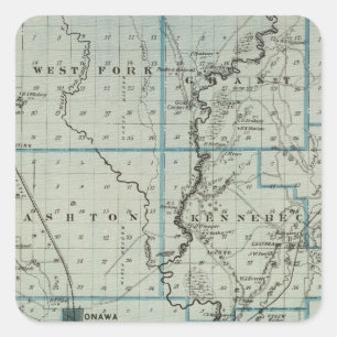 Karte von Monona County, Staat von Iowa 2 Quadratischer Aufkleber