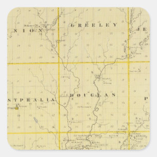 Karte von Monona County, Staat von Iowa Quadratischer Aufkleber