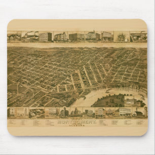Karte von Montgomery, Hauptstadt von Alabama (1887 Mousepad