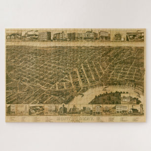 Karte von Montgomery, Hauptstadt von Alabama (1887 Puzzle