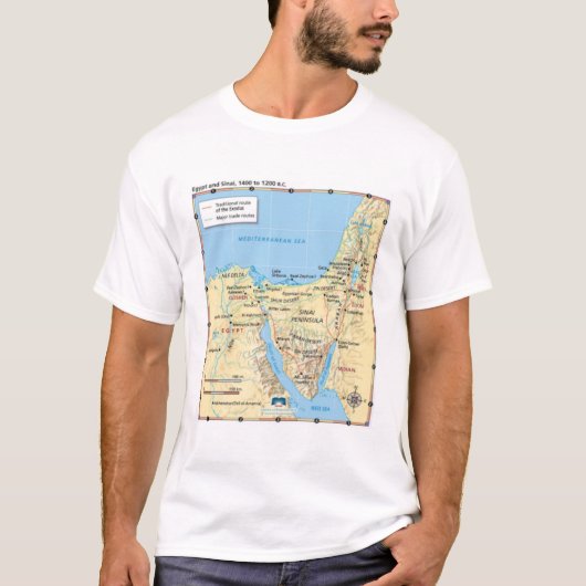 Karte von Moses-Exodus Ägypten und Sinai 1400 bis T-Shirt (Vorderseite)