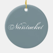 Karte von Nantucket Weiß und von Porzellan-Blau Keramikornament (Hinten)