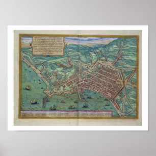 Karte von Neapel, von "Civitates Orbis Terrarum" Poster