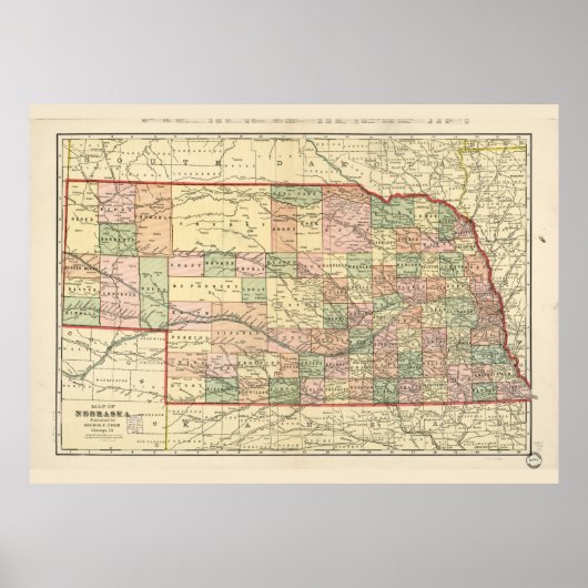 Karte von Nebraska (1902) Poster (Vorne)