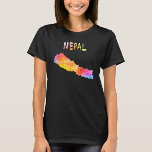 Karte von Nepal Nepal Farbenfrohe Landkarte Wasser T-Shirt