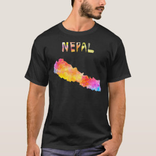 Karte von Nepal Nepal Farbenfrohe Landkarte Wasser T-Shirt