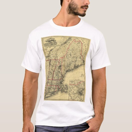 Karte von Neu-England und von Umgebungen (1860) T-Shirt (Vorderseite)