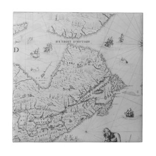 Karte von neuem Frankreich oder von Kanada Fliese