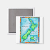 Karte von Neuseeland 2 Magnet (Vorderseite/Rückseite)