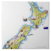 Karte von Neuseeland Fliese (Vorderseite)