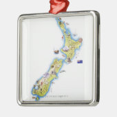 Karte von Neuseeland Silbernes Ornament (Links)