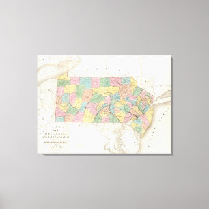 Karte von New-Jersey und von Pennsylvania Leinwanddruck
