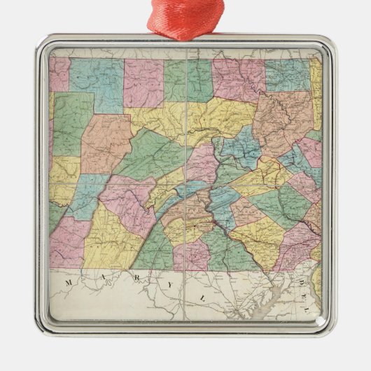 Karte von New-Jersey und von Pennsylvania Silbernes Ornament (Vorne)