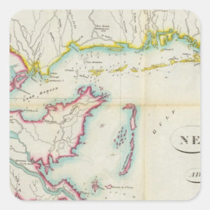 Karte von New Orleans und Nachbarland Quadratischer Aufkleber
