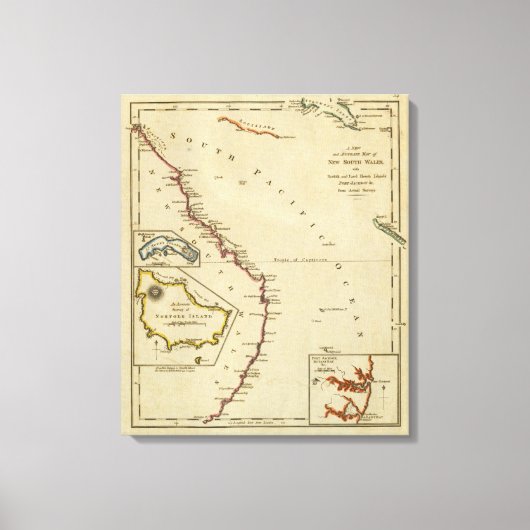 Karte von New South Wales Leinwanddruck (Vorderseite)