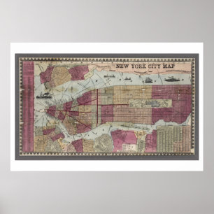 Karte von New York City (1857) Poster