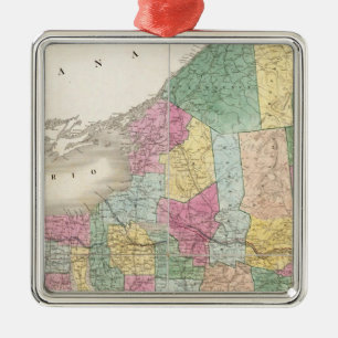 Karte von New York Silbernes Ornament