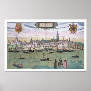 Karte von Nijmegen, von "Civitates Orbis Terrarum" Poster
