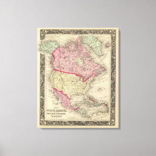 Karte von Nordamerika Leinwanddruck