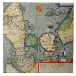 Karte von Nordeuropa, von 'Civitates Orbis Terr Fliese