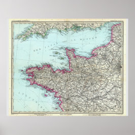 Karte von Nordfrankreich (1891) Poster