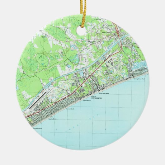 Karte von Nordmyrtle beach South Carolina (1990) Keramik Ornament (Vorne)