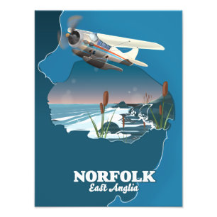 Karte von Norfolk East Anglia Fotodruck