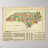 Karte von North Carolina Poster (Vorne)
